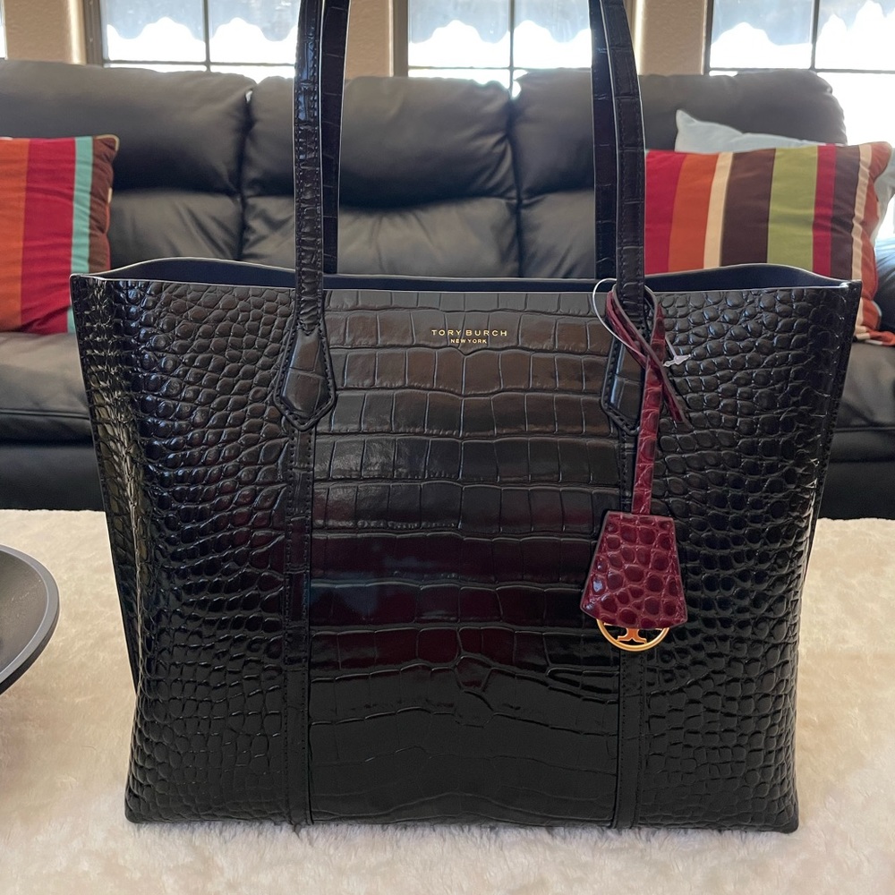 MINT Tory Burch Embossed Perry Triple Compartment Tote